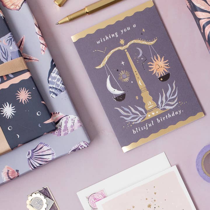 Sister Paper Co. - Wholesale Birthday Card - Scales Zodiac Birthday Card | Libra Star Sign Cards | Libra3