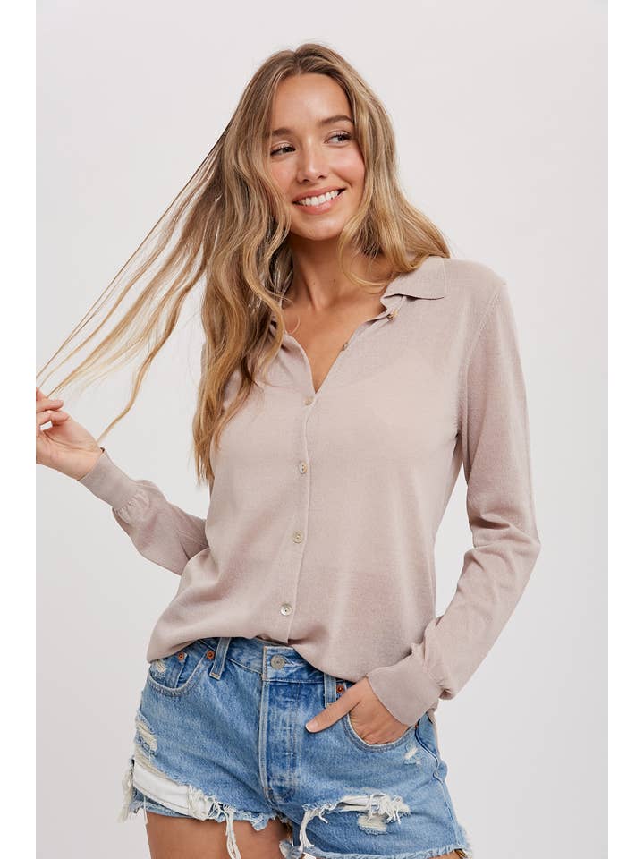 Bluivy – Großhandel Hemd mit Button-down-Kragen – Damen – LEICHTES STRICKHEMD21