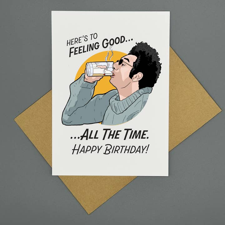 The Red Swan Shop - Wholesale Birthday Card - Seinfeld Birthday Greeting Card - Kramer Feeling Good1