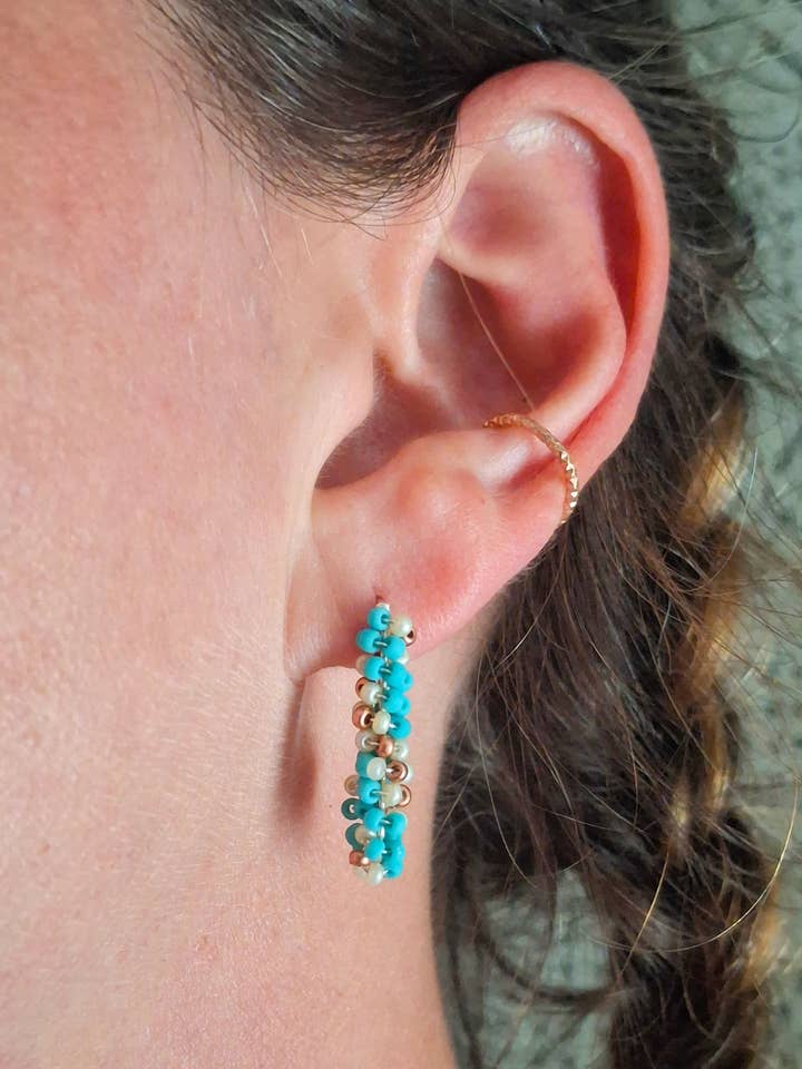 Chunky, Beaded Oval Hoops for wholesale by Cat Horn Accessory