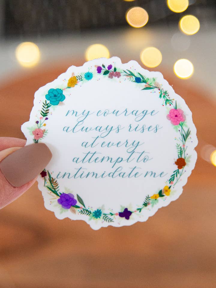Pride and Prejudice Floral Wreath Quote Sticker, 3in for wholesale by Twelfth Pine