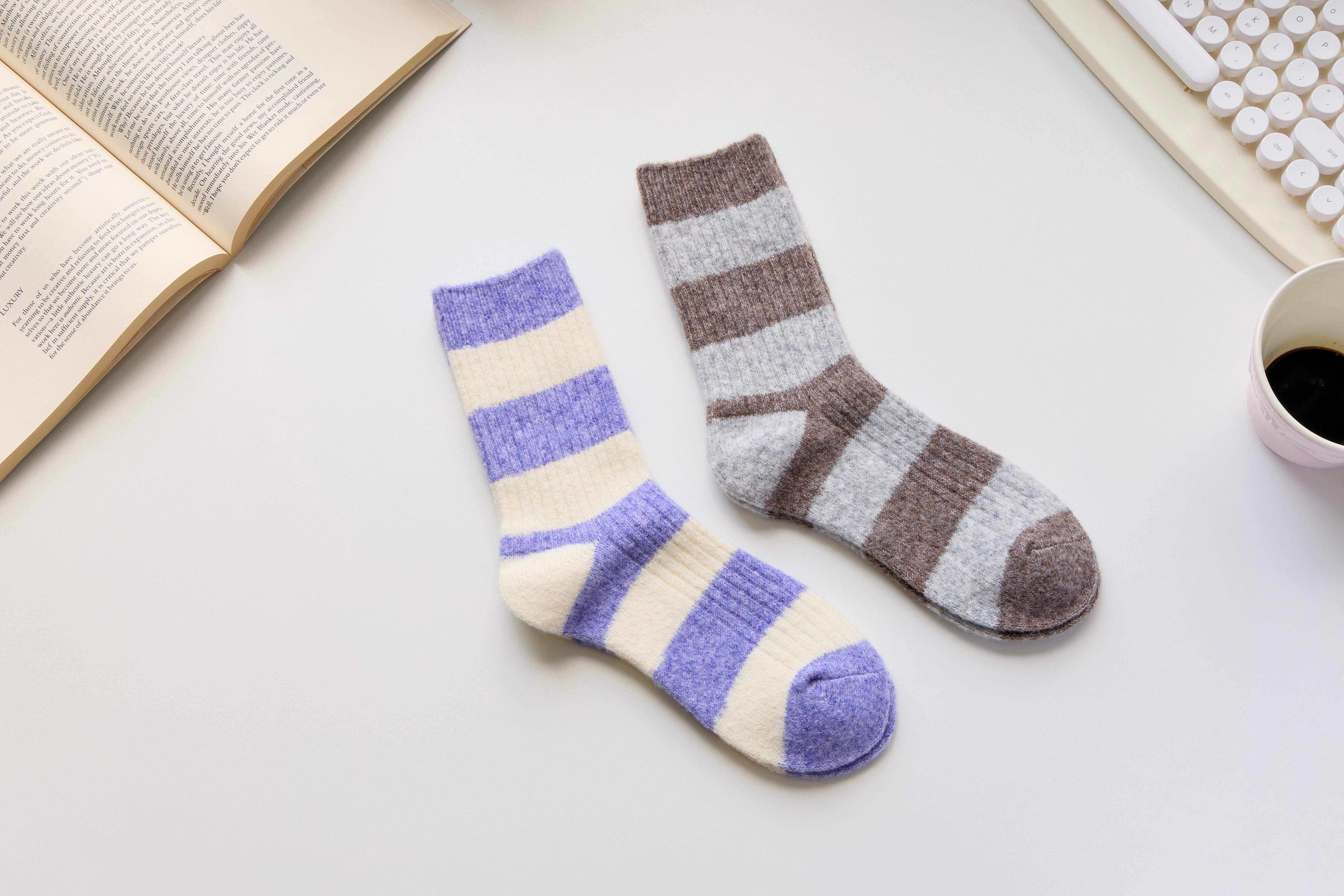 Happy Knits - Wholesale Socks - Women's - Warm Cashmere & Wool Blend Socks – Striped Winter Style9