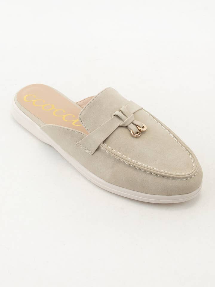 CCOCCI – wholesale Tofflor - Dam – IRENE KNUT MED METALLISK CHARMDEKOR SLIP ON LOAFER MULE