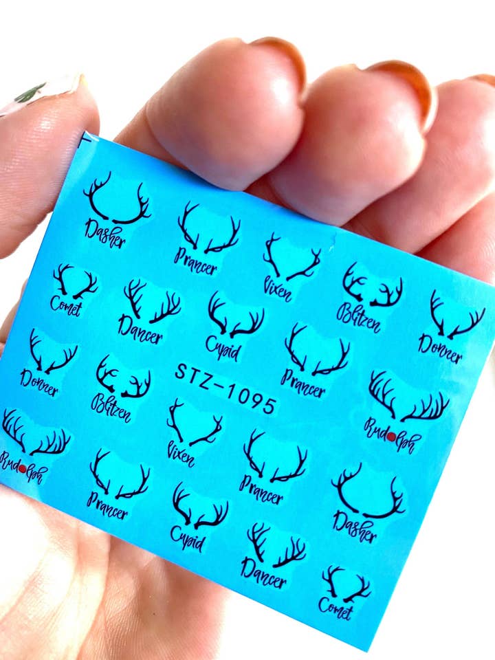 Christmas Nail Art Stickers, Decals, Transfers, Wraps -Christmas Holiday Winter Time Water Transfer Nail Art, Santa's Reindeer for wholesale by ManiCURE Nail Polish