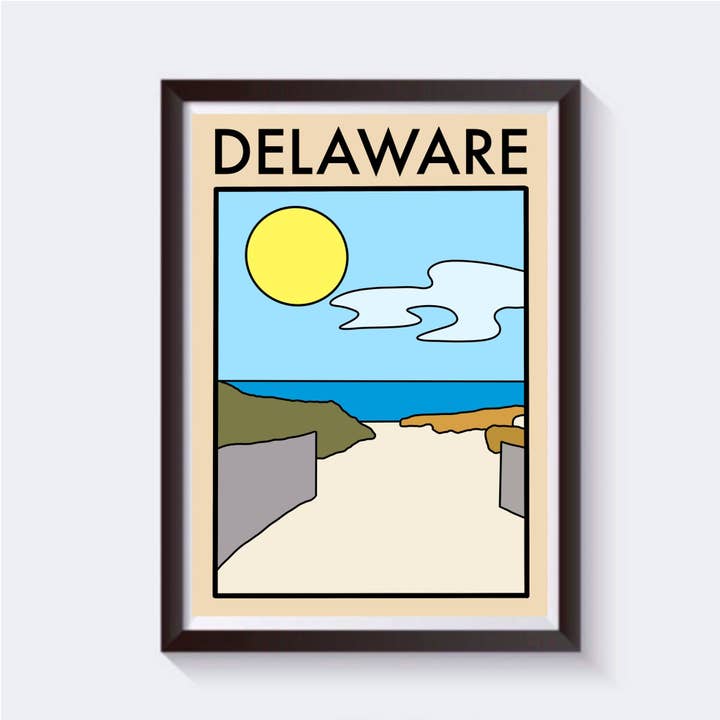 Minimalistischer Delaware-Reisedruck — erhältlich in 6 Größen für den Großhandel von 2 Sisters