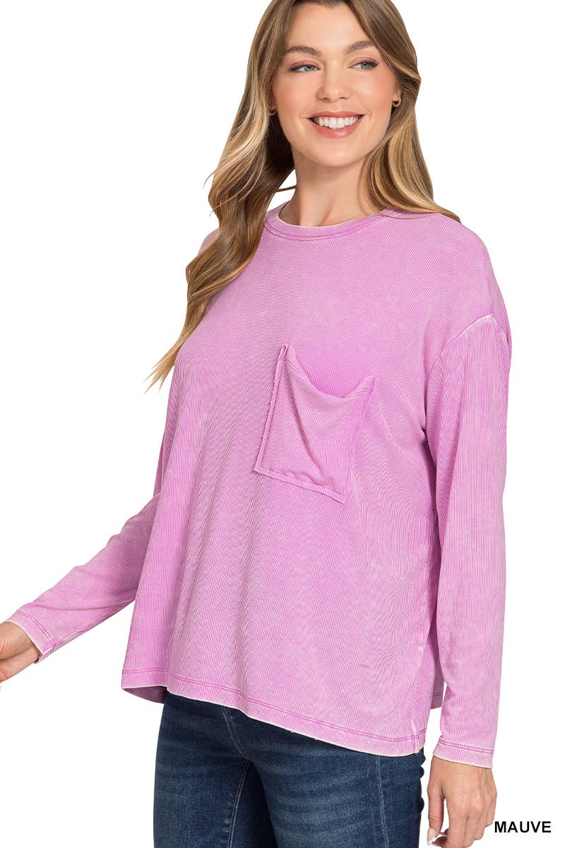 Vanilla Monkey - Vente Haut en maille – femme - Top délavé à manches Dolman et col rond avec poche8