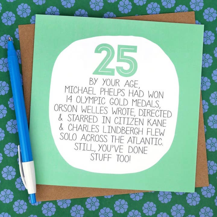 Paper Plane – wholesale Birthday card – 25th Birthday Card - By Your Age - Funny Birthday Card1