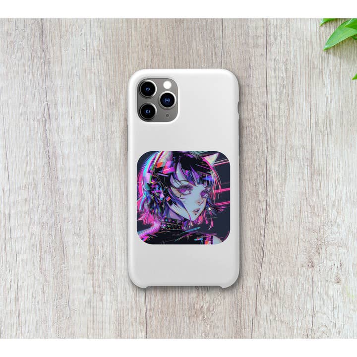 Ozark Sticker Company - Venta al por mayor Pegatina - Pegatina de chica gato cibernética con glitch de neón