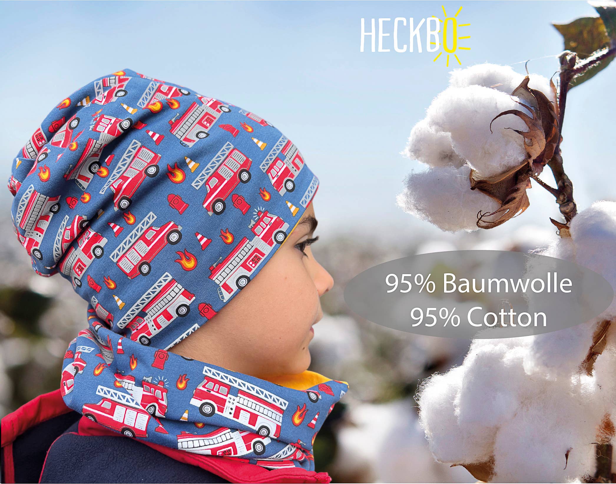 HECKBO – Engroshandel Beanie - Børn – 360° reflekterende hue og halsedisse - Brandvæsen - Jersey indvendigt3