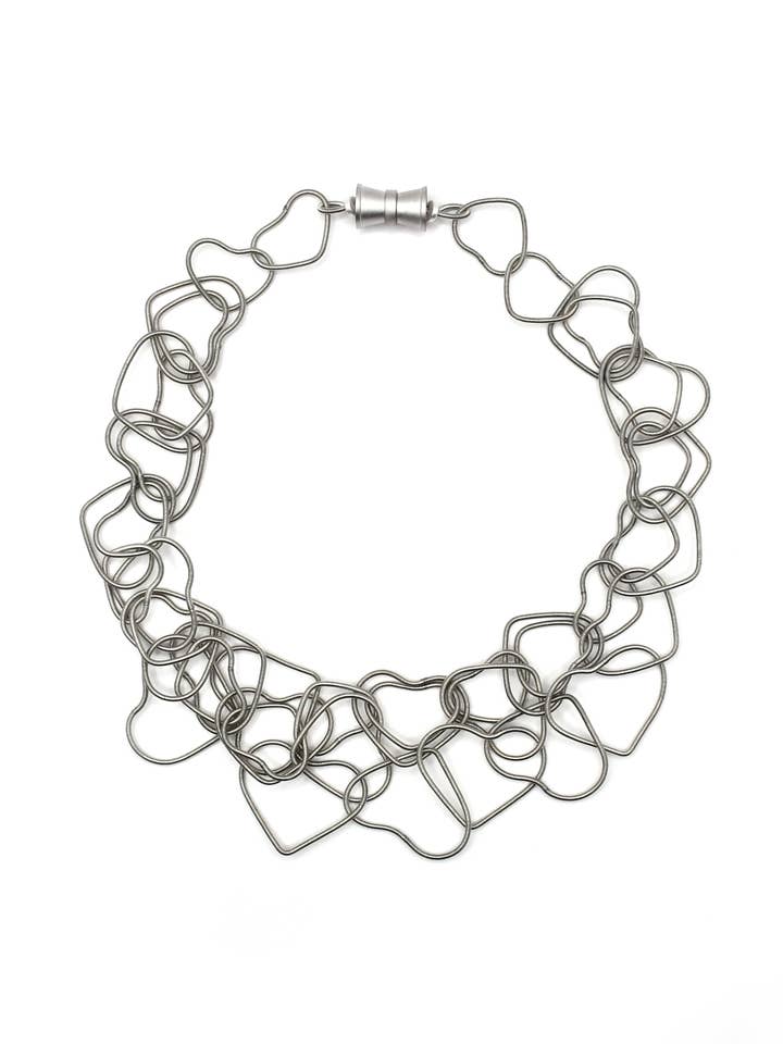 Hartvormige Zilveren Chunky Ketting SH54-SIL voor wholesale door Sea Lily