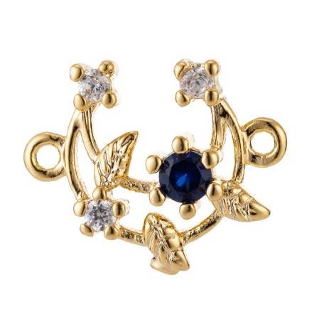 Fijn 18k Goud Gevuld Connector Micro Pavé Maan Armband Connector Oorbellen Halve Maan Bedel Connector Ketting Connector F-776 voor wholesale door Aim Eternal