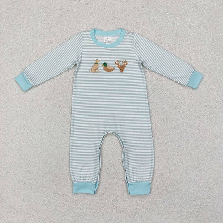 Aier Wholesale - Wholesale Jumpsuit – Baby - Sibling Baby Infant Boys Embroidery Hunting Long Sleeve Rompers3