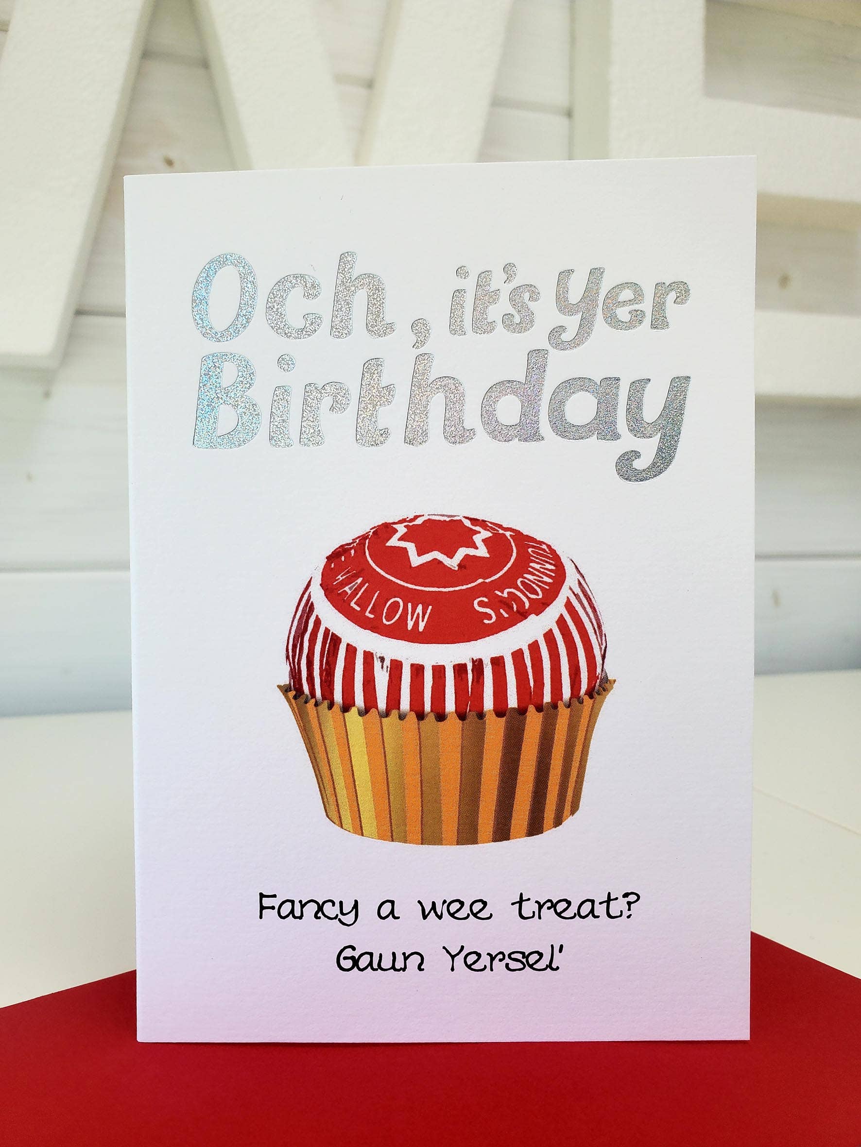 Wee Wishes – wholesale Birthday card – BIRTHDAY GAUN YERSEL TEACAKE CARD WWBD2491