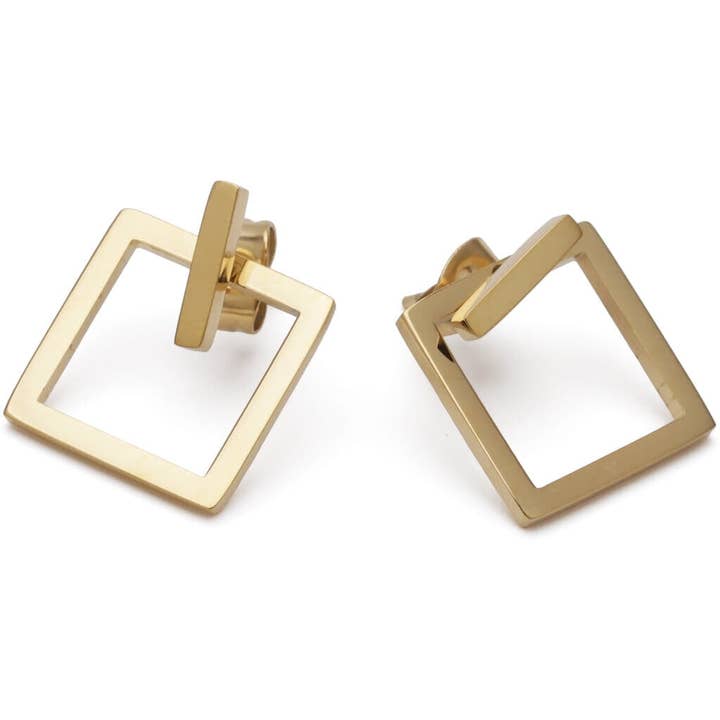 ZOE Earrings - Gold Square for wholesale by 3 For Evigt