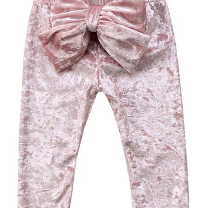 Bowknot Velvet Soft Baby Leggings for wholesale by Fennco Styles