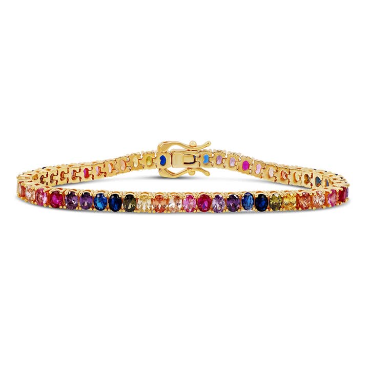 Bracelet de tennis ovale arc-en-ciel pour la vente par JTG Jewelry