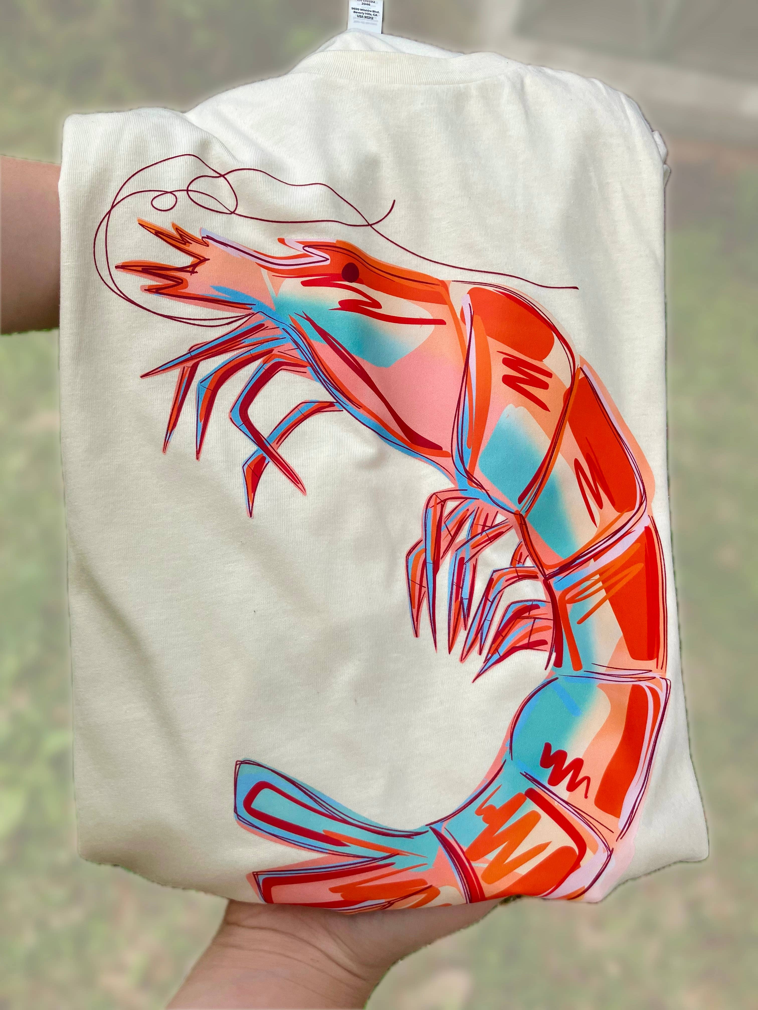 on the Bayou - Wholesale Screen Printed T-Shirt - Women's - shrimp coastal gulf t-shirt0