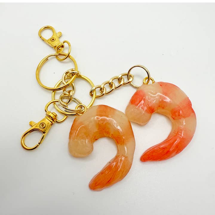 Porte-clés à clipser original en forme de cocktail de crevettes pour la vente par Anna Chovie