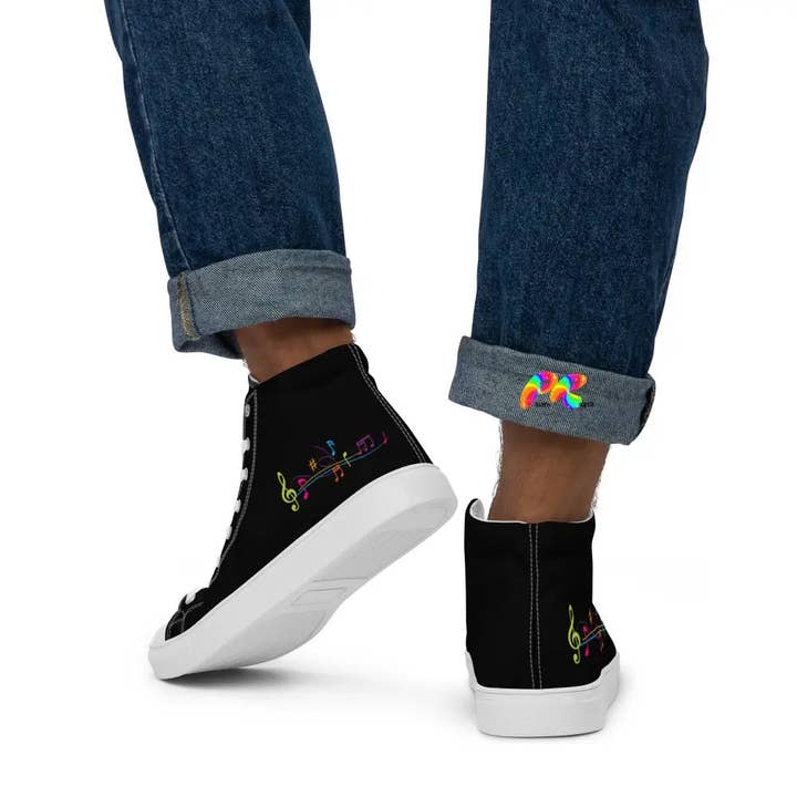 Prism Raves - Wholesale Lifestyle Sneakers - Men's - Music Notes Men's Canvas High Top Sneakers