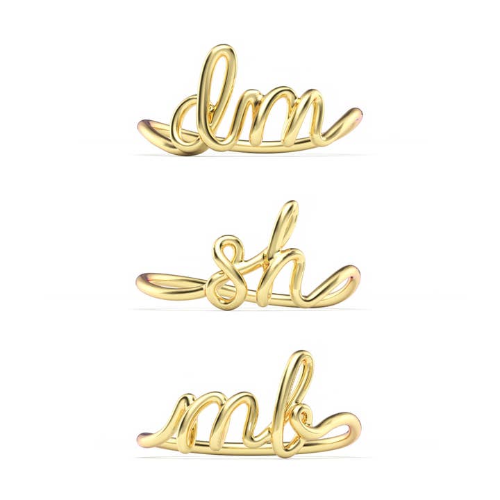 Anel de Declaração com Caligrafia Personalizada de Dupla Inicial por atacado de My Jewellery Story