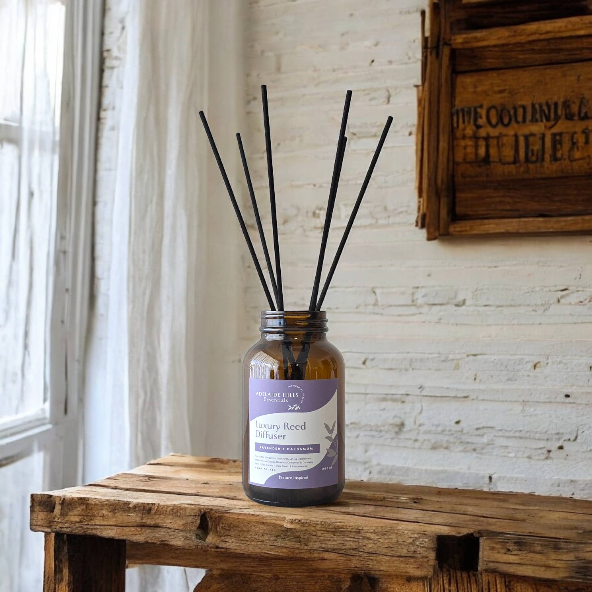 Adelaide Hills Essentials - Wholesale Reed diffuser - Luxury Reed Diffuser - Lavender & Cardamom0