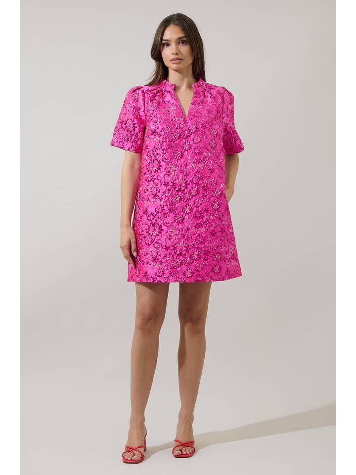 Fuschia Harrington Jacquard Vicki Shift Mini Dress for wholesale on Faire3