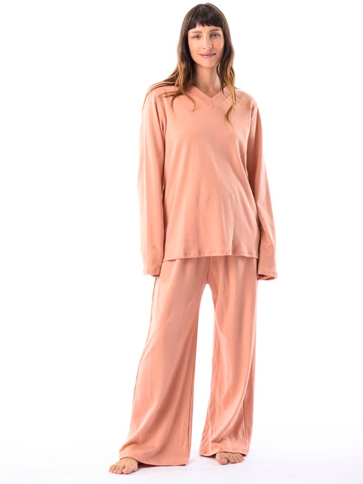 Luz - V neck long Pajama Set for wholesale by Jibona