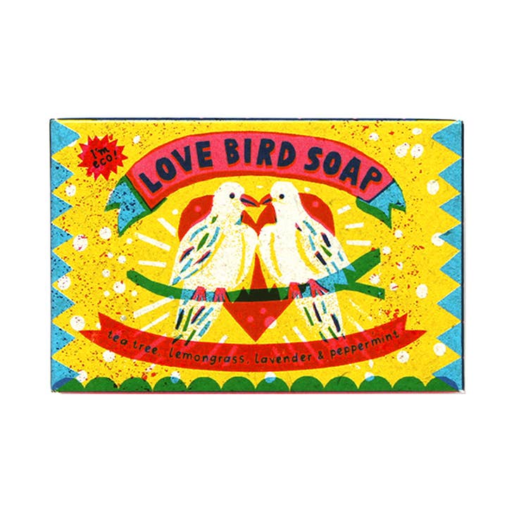 Love Bird Tea Tree, Lemongrass, Lavender & Peppermint Natural Handmade Soap Bar for wholesale by The Printed Peanut Homeware & Stationery
