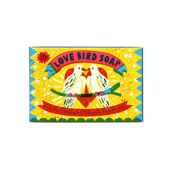 Love Bird Tea Tree, Lemongrass, Lavender & Peppermint Natural Handmade Soap Bar for wholesale by The Printed Peanut Homeware & Stationery