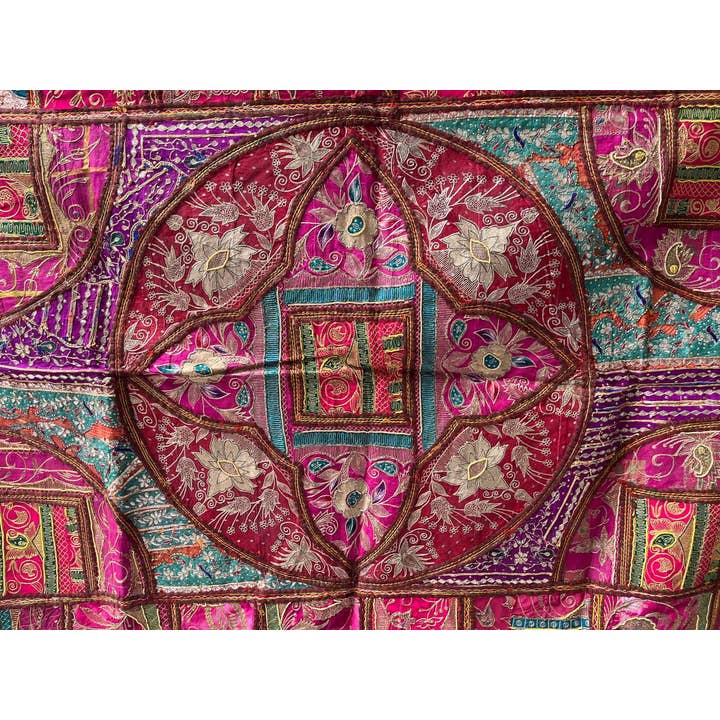 Bhawana Handicrafts - Wholesale Tapestry/Textile - Rajasthani Floral Zari Work Embroidery Vintage Wall Hanging 1