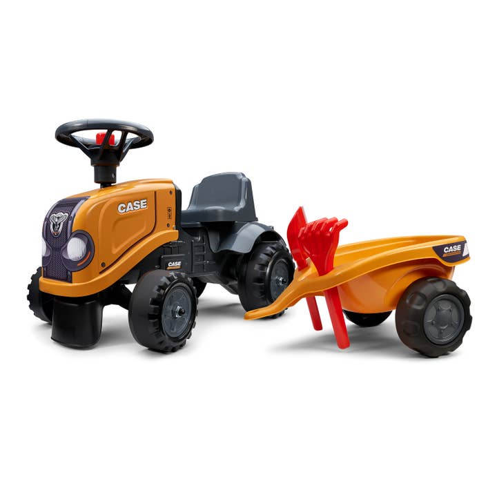 American Hobbies & Merchandising - Wholesale Bike/scooter – Kids - Case CE Tractor with Trailer & Access, Push Ride-on 1-3 Y
