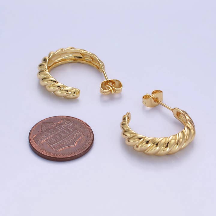 Aim Eternal - Wholesale Oorringen - 14-karaats gouden gevulde Croissant C-vormige hoepeloorbellen van 22 mm 2
