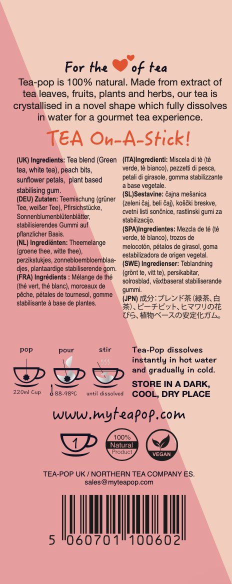 Northern Tea Company - Wholesale Tea Bags - Peach TEA on-a-stick! Gourmet Tea 20x sticks Tray) (Cop4