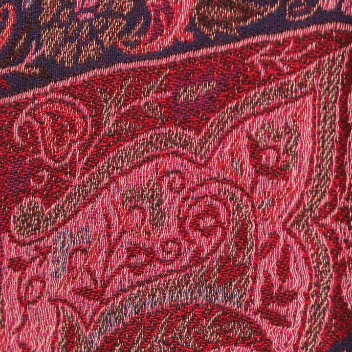 SVEZElife - Wholesale Scarf - Women's - Dual Tone Paisley Jacquard Cotton Viscose Scarf - Magenta Brown | SVEŽElife3