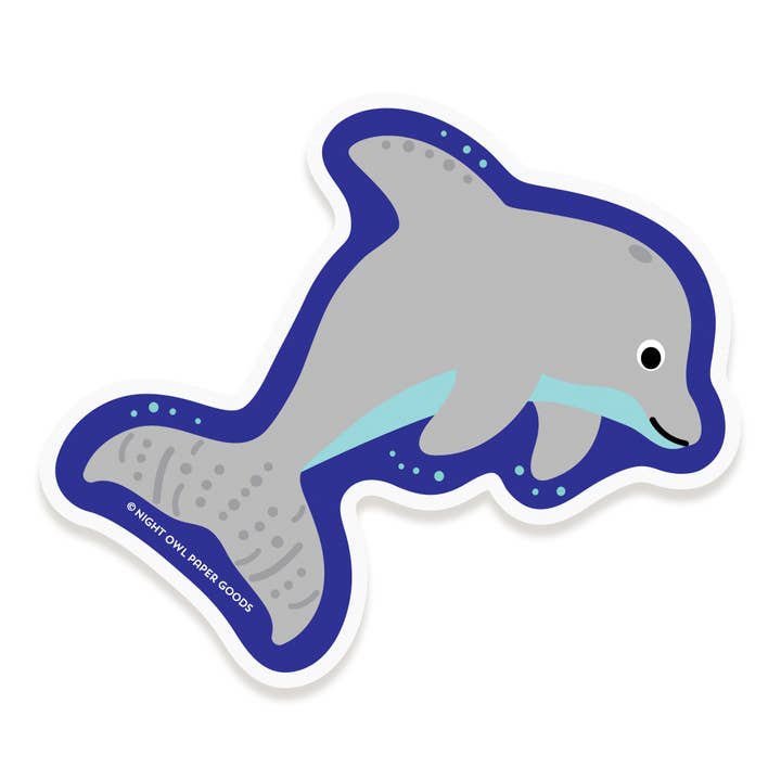 Dolphin Vinyl Sticker for wholesale by Night Owl Paper Goods