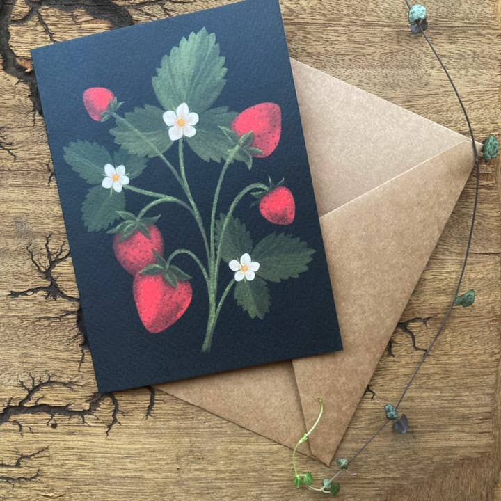 Svart Jordgubbe Alla Tillfällen Gratulationskort, Målat Kort för wholesale av Cailee Corbett