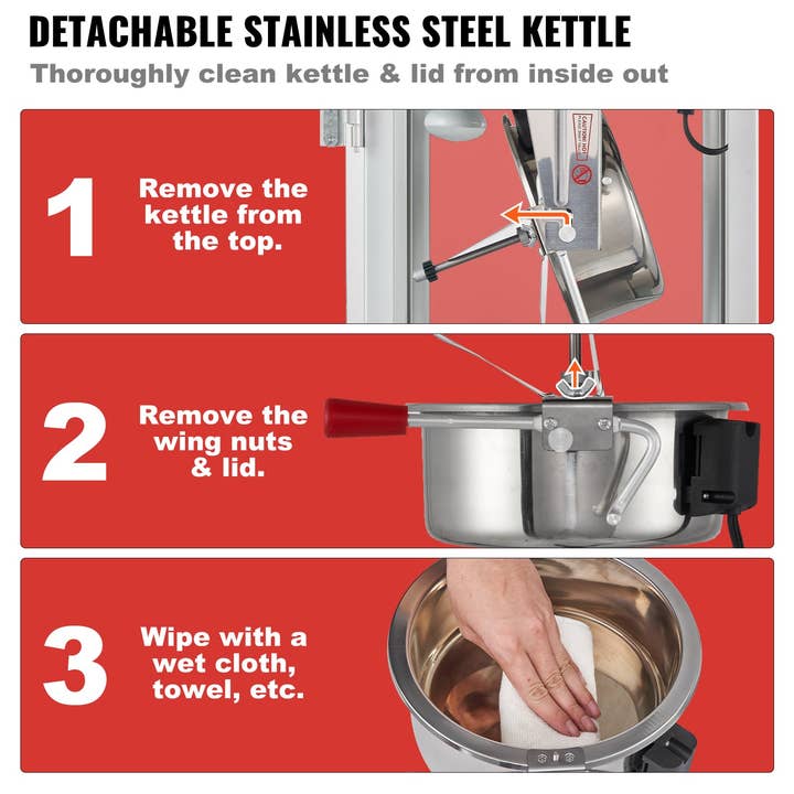 VEVOR Popcorn Popper Machine 8 Oz Popcorn Maker with Cart 850W 48 Cups Red for wholesale on Faire4