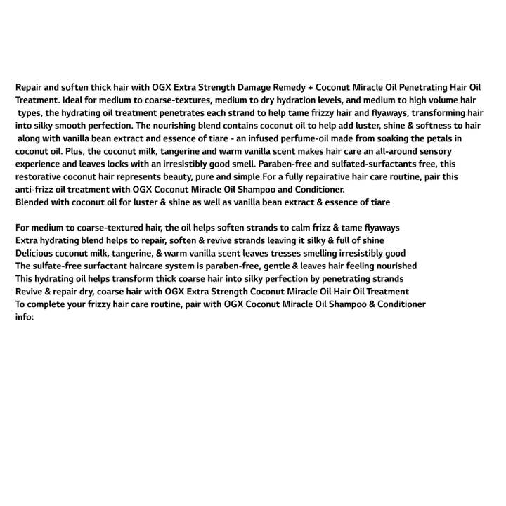 KT Supply - Wholesale Hair Oil - Ogx Coconut Miracle Oil Penetrating Oil 3.3 Oz.2