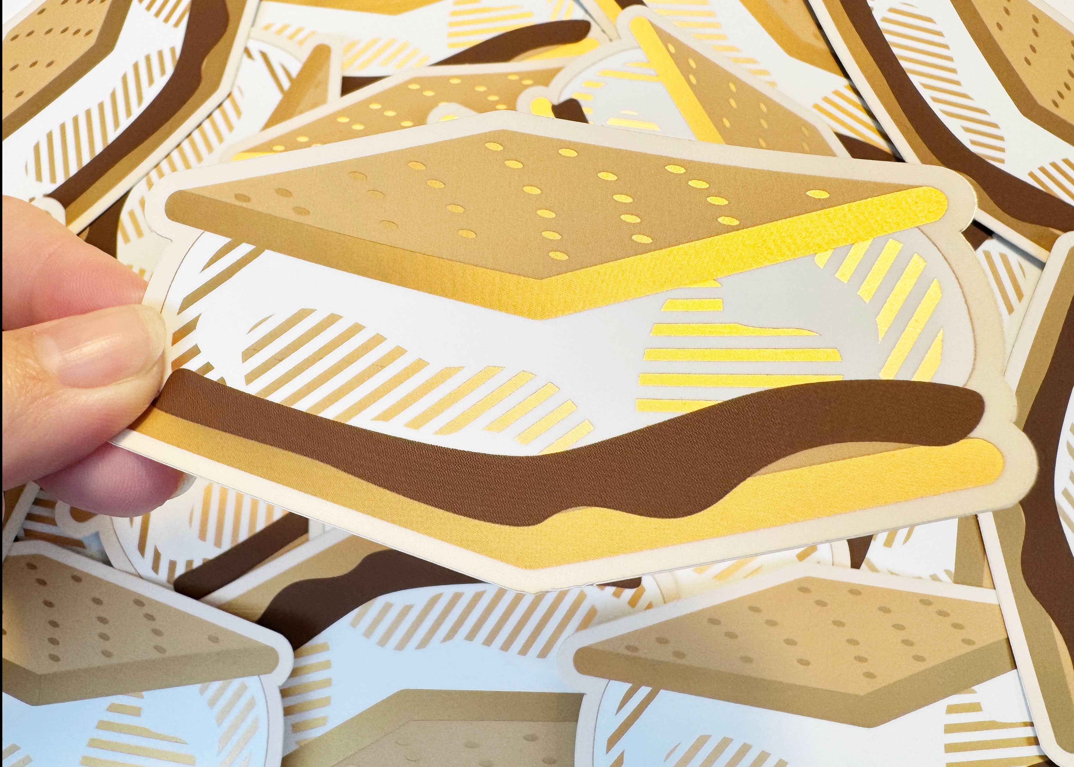 Studio Pop Online - Wholesale Sticker - S'mores Matte Metallic Sticker - 4 in x 2.5 in1