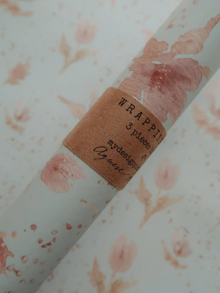 Set Of 3 Pieces ROSE TULIPS Wrapping Paper for wholesale by MyDesignPictures