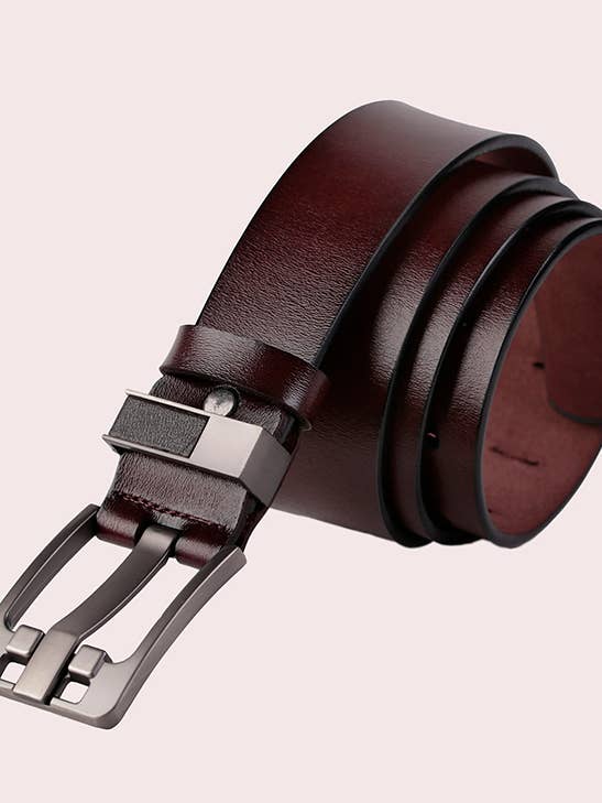 Men's Leather Belt The Time Of Bocha QI1TB037-BROWN for wholesale by The Time of Bocha