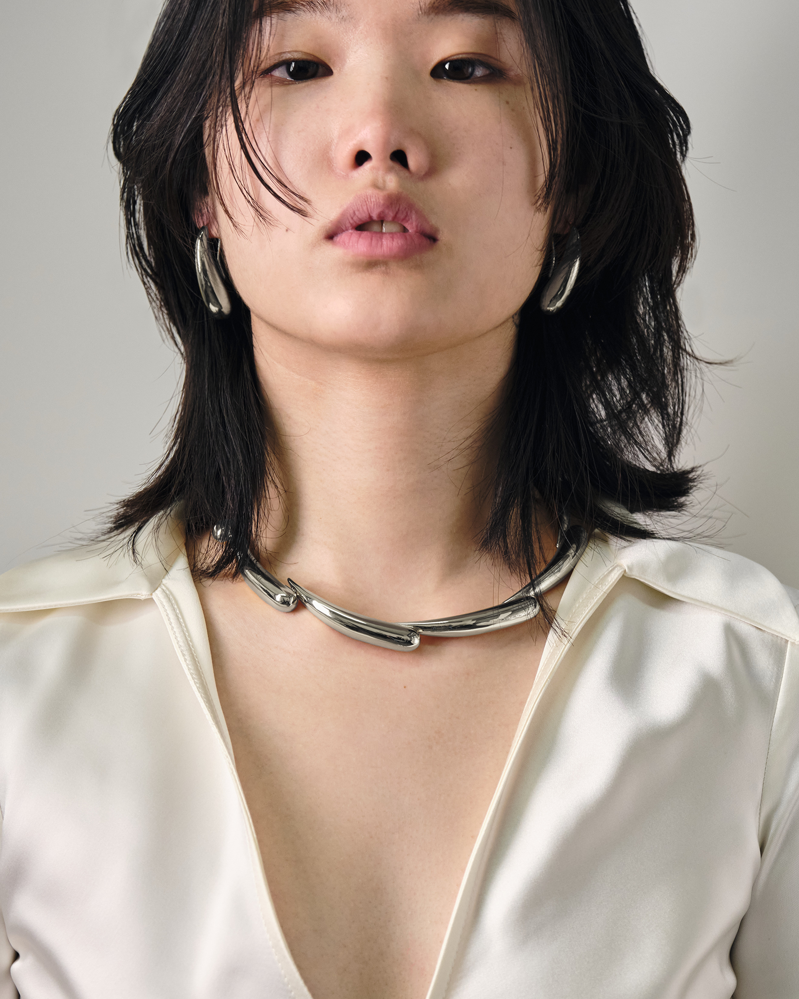 Sessori – Colar de elos e correntes por atacado – Colar de Declaração Vesper Prateado0