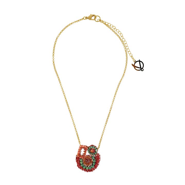 Sunset Coral Mix Althea Handmade Crochet Necklace for wholesale by Lavish By Tricia Milaneze