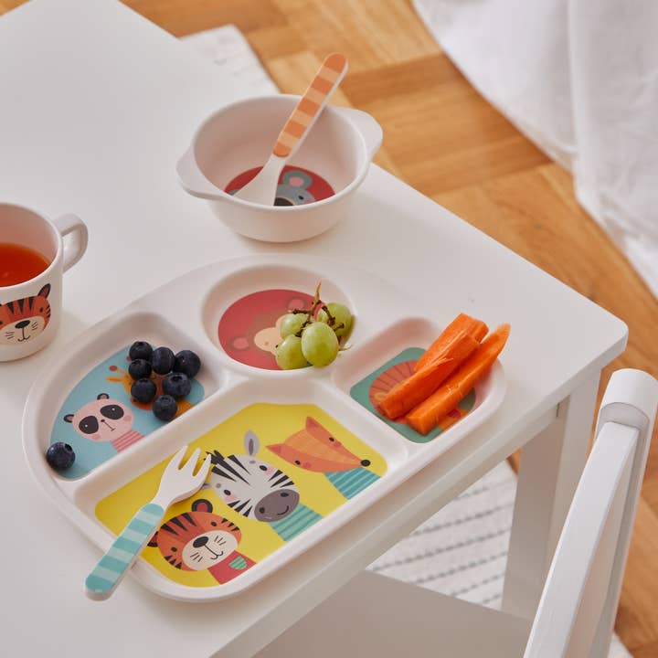 Barbo Toys - Wholesale Dinnerware Set - Kids & Baby - BoBo 5 pieces Colourful Mealtime Set with 4 room plate3