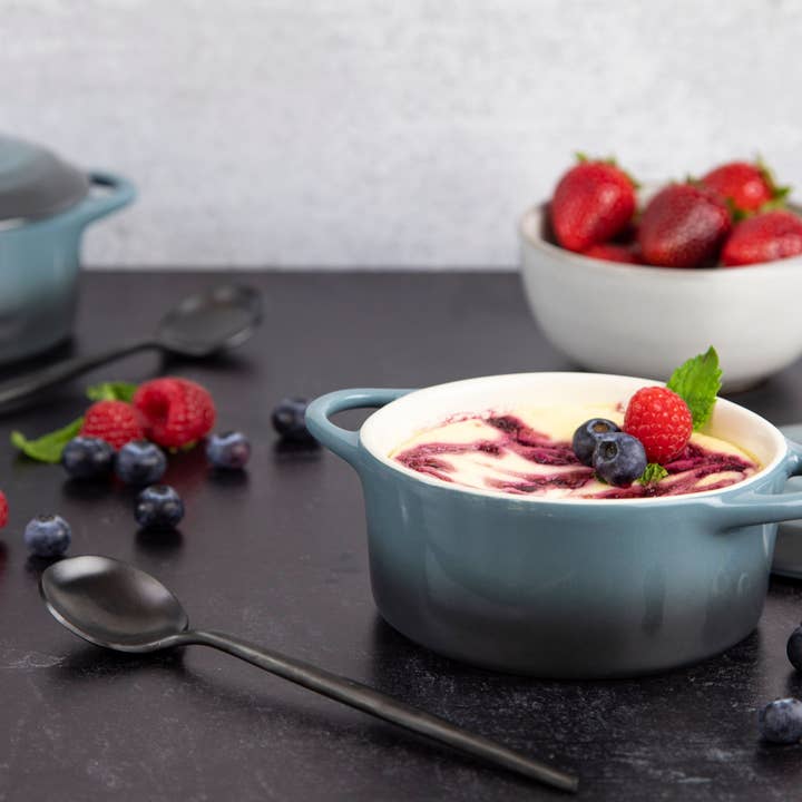 Kook - Wholesale Baking Dish - Kook Mini Casserole Dishes & Lids, Ceramic, 12 oz, Set of 424