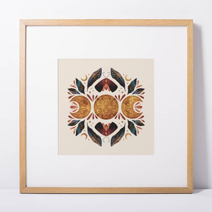 Kristin Heldt Art - Wholesale Art Print - Moth and Moon Magic 4x4 Art Print