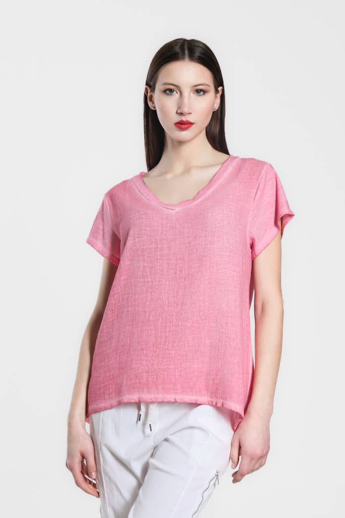 TINA Stephens Italy/Tees By Tina - Wholesale Blouse - Women's - Nola Cotton/Linen V-Neck Top (BSS207)5