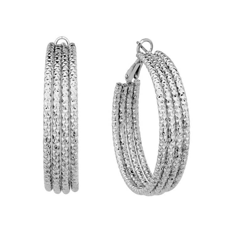 Jewelry Max - Wholesale Hoop Earrings - ( T628 ) MULTI METAL HOOP EARRING
