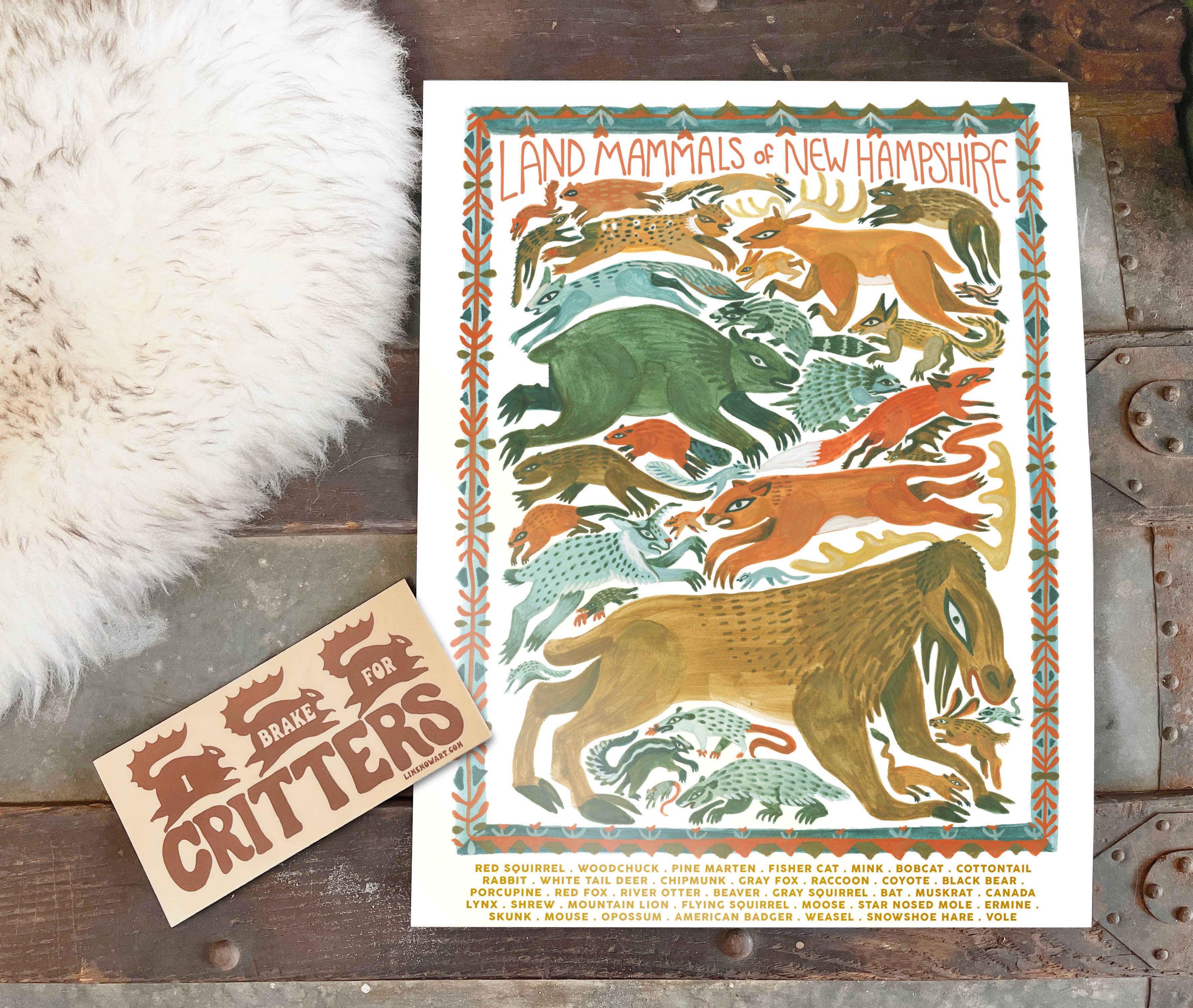 Lin Snow Art - Venta al por mayor Ilustración - Impresión de Mamíferos Terrestres de New Hampshire2