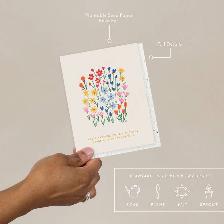 Rozen + Viooltjes - Liefde + Vriendschapskaart voor wholesale door Seedlings